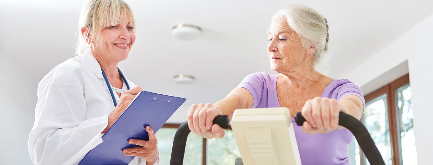 heart patient exercising on bike