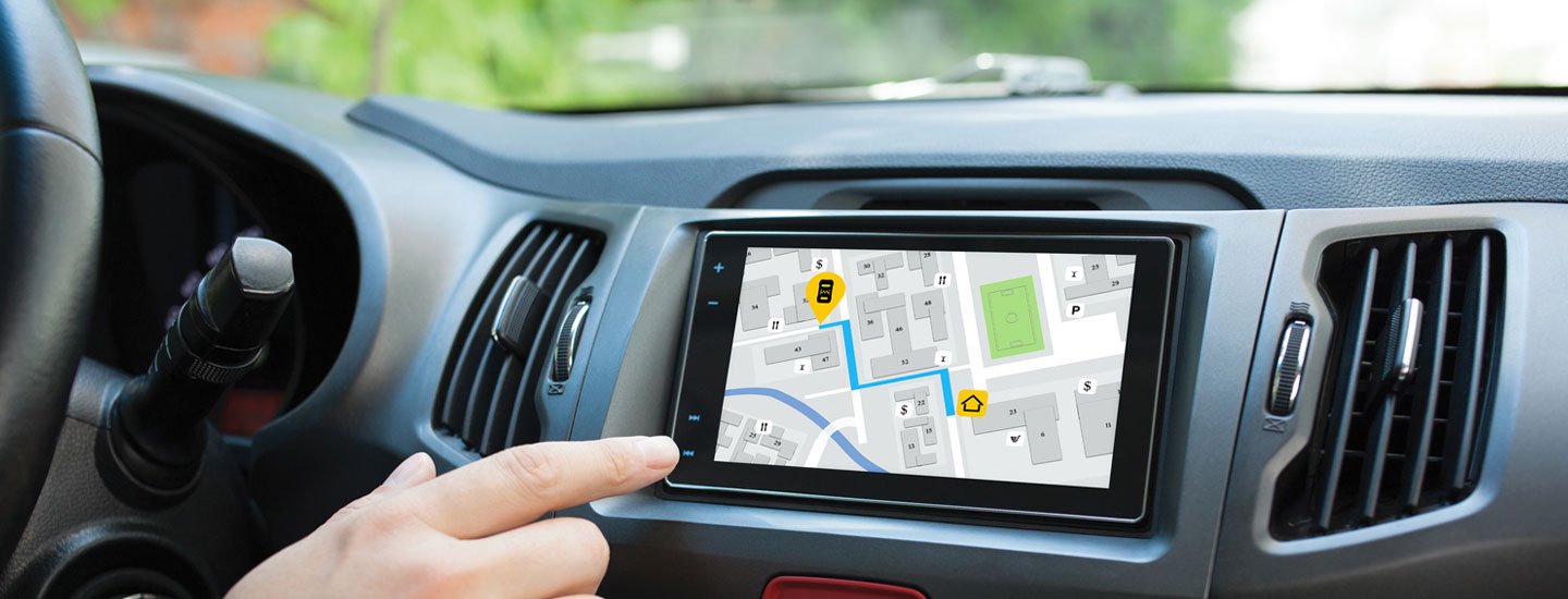 Person navigating car map