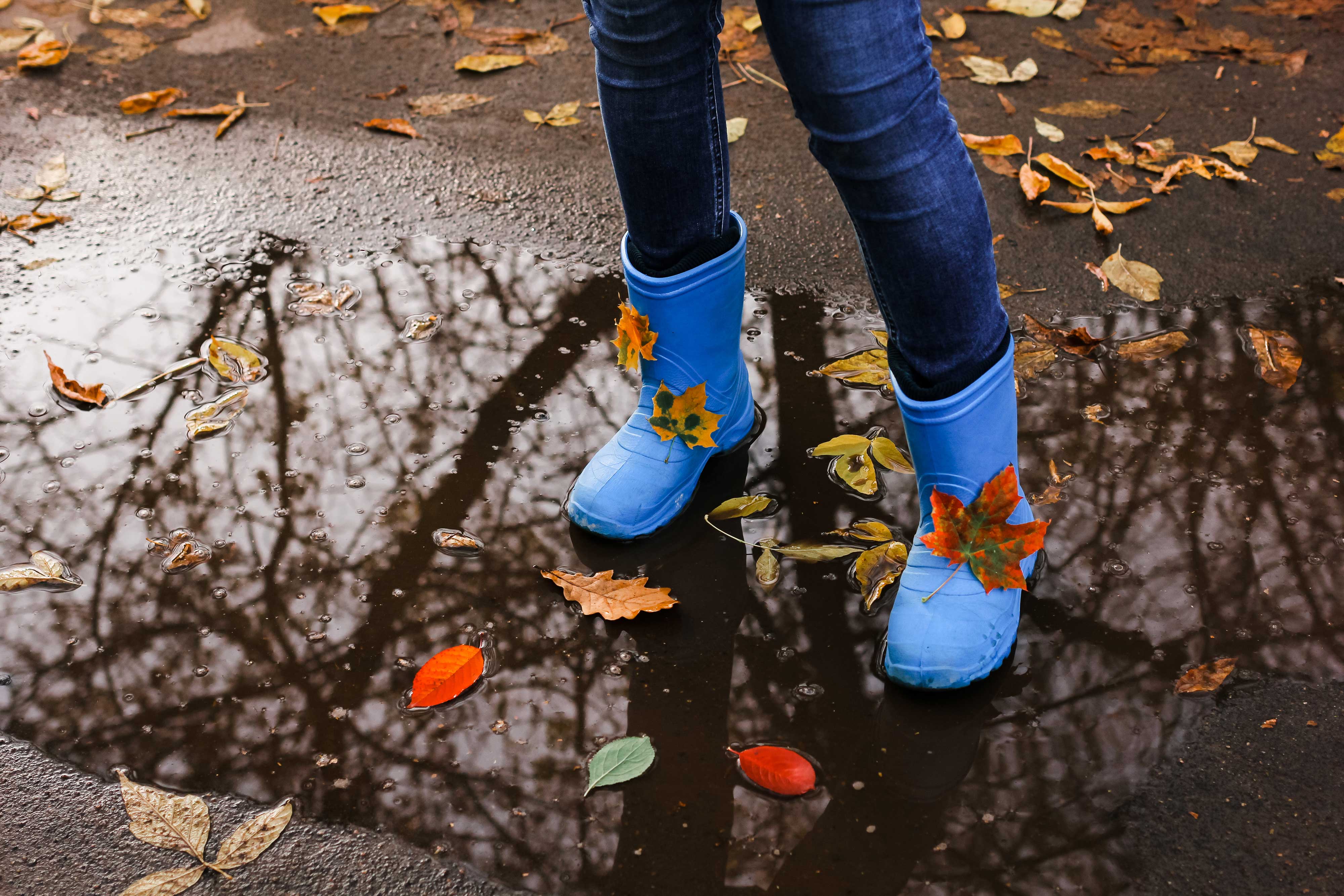 woman in boots in the rain